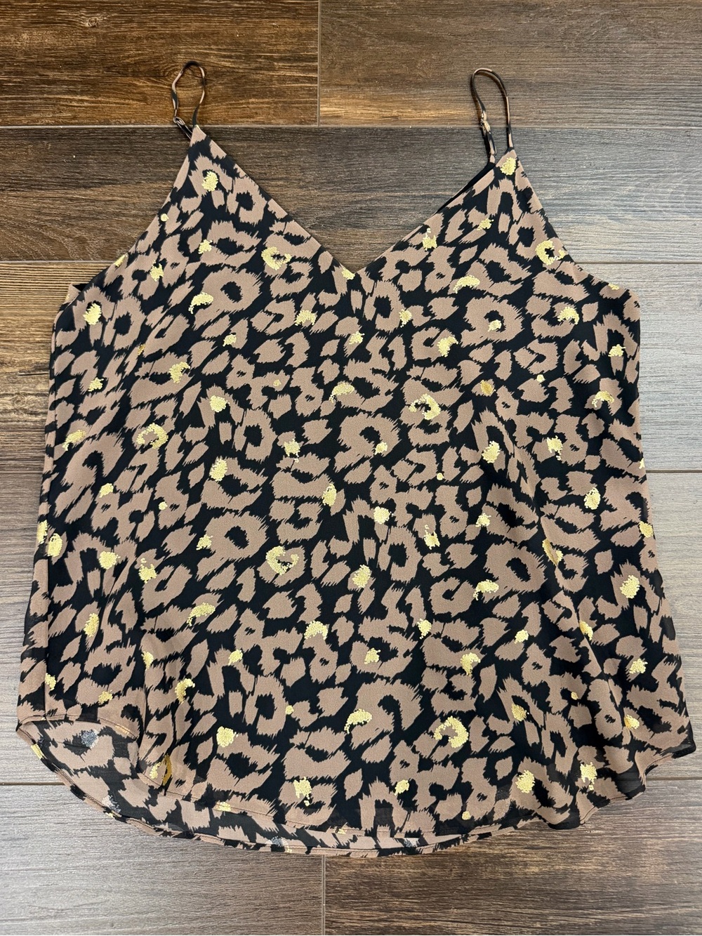Express V-Neck Cami Tank Top - Black & Metallic Gold - Picture 3 of 9